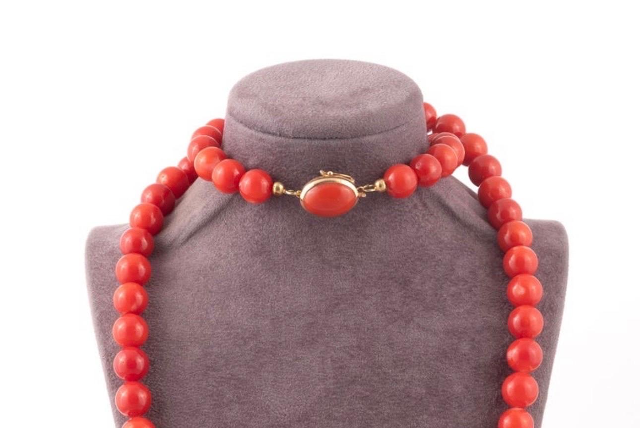 Vintage Natural Red Coral Strand Bead Necklace 18 KY Gold, Estate Fine Jewelry 8