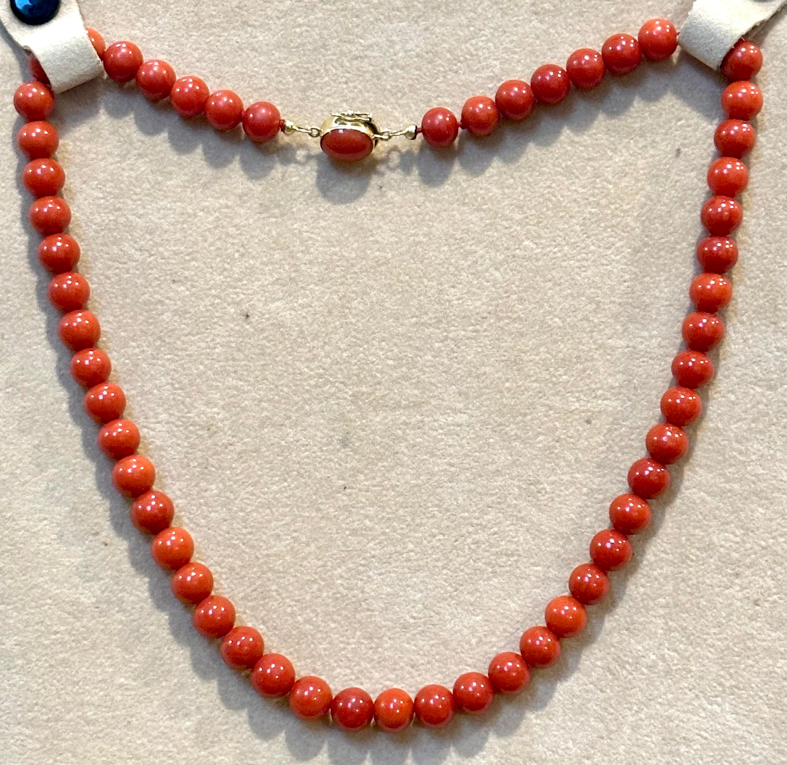 Vintage Natural Red Coral Strand Bead Necklace 18 KY Gold, Estate Fine Jewelry 3
