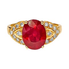 Vintage Natural Ruby and Diamond Cocktail Ring