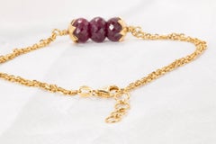 Vintage Natural Ruby Briolette Double Bracelet en or jaune 18k