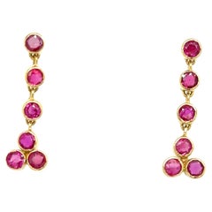 Vintage Natural Ruby Drop Earrings on 18ct Yellow Gold Screw Fittings