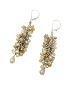 Orecchini vintage con diamanti briolette grigi rustici naturali (25,00 CT) in oro 14KW