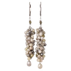 Boucles d'oreilles vintage en or 14 carats avec diamants briolettes gris rustiques naturels (25,00 carats)