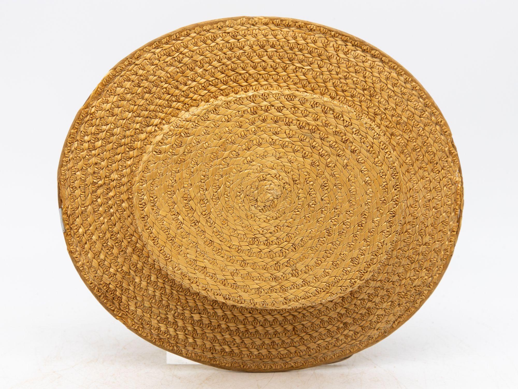 Vintage Natural Straw Boater Hat, The Ridgemont Make, 1950s In Good Condition In South Salem, NY