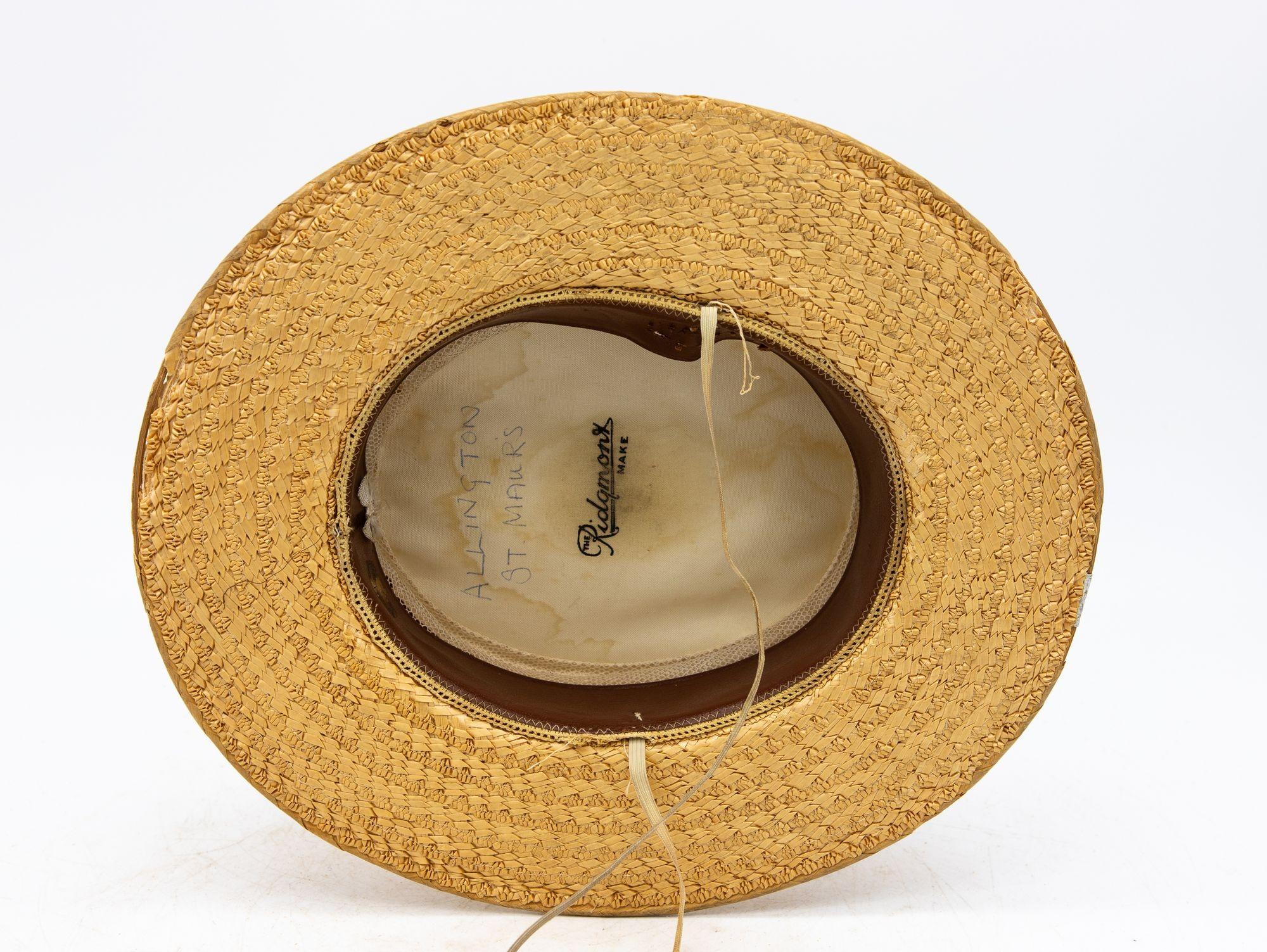 20th Century Vintage Natural Straw Boater Hat, The Ridgemont Make, 1950s