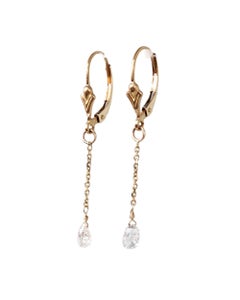Orecchini pendenti vintage con diamante bianco naturale a forma di briolette (1,00 CT) in oro 14KY