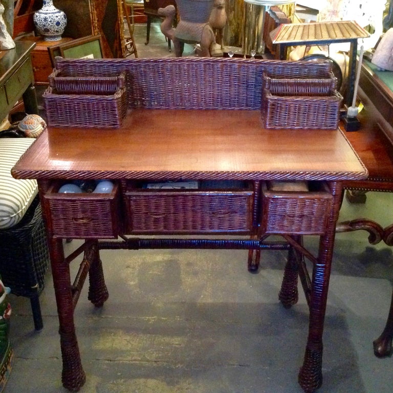 Vintage Natural Wicker Desk at 1stDibs antique wicker desk, vintage
