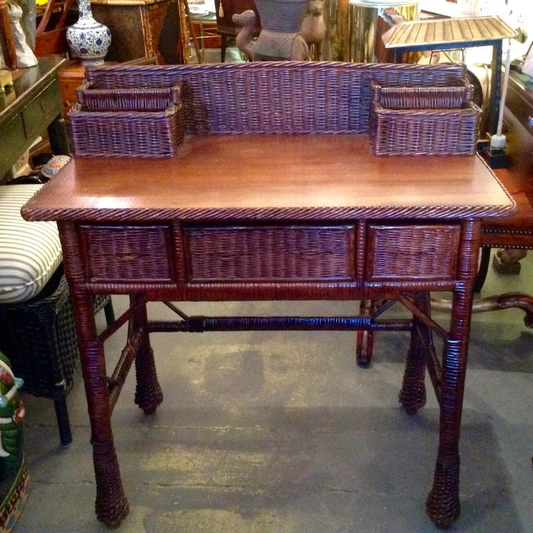 Vintage Natural Wicker Desk at 1stDibs antique wicker desk, vintage