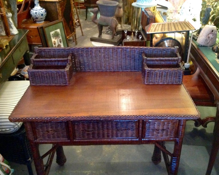 Vintage Natural Wicker Desk at 1stDibs antique wicker desk, vintage