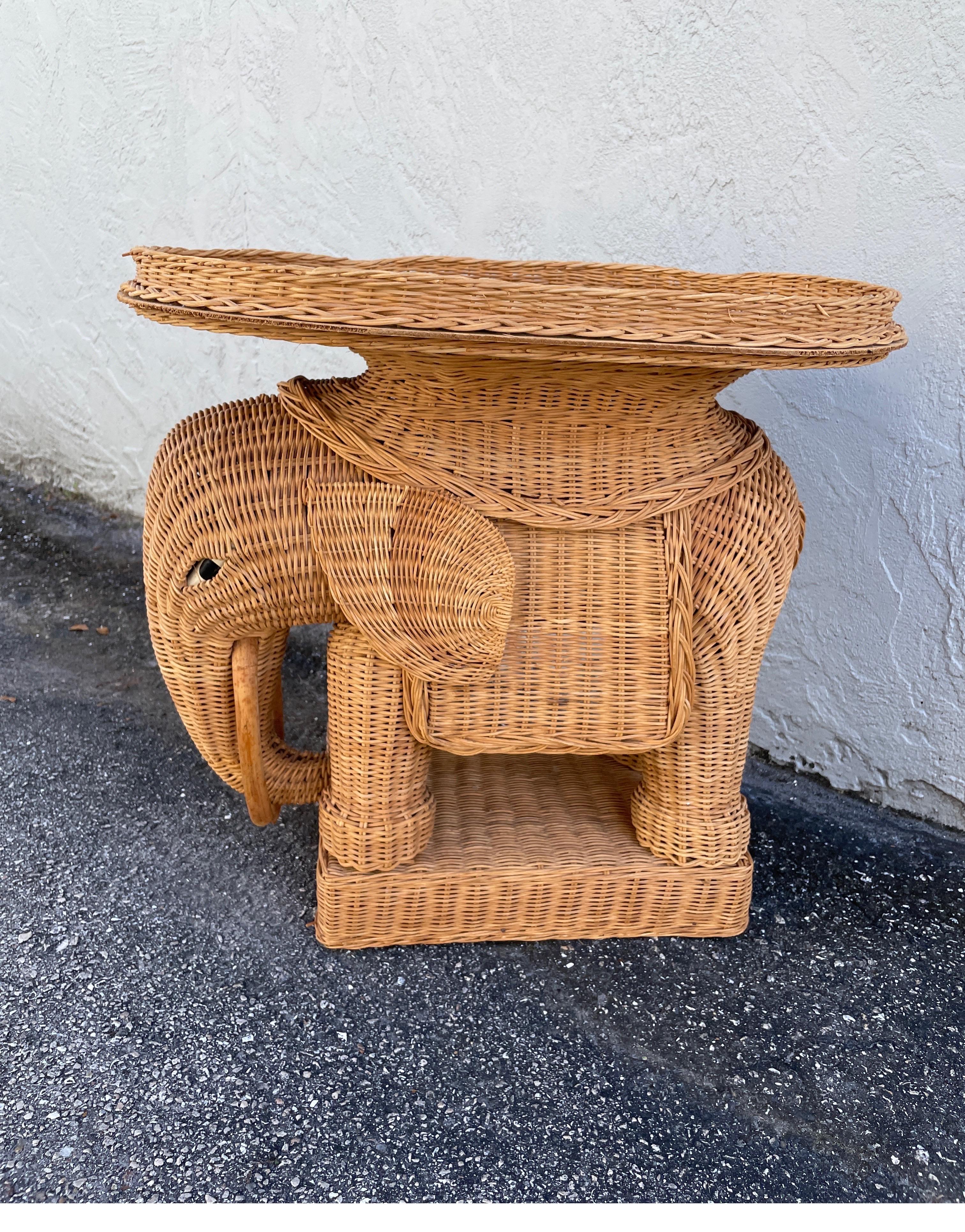 wicker elephant table vintage