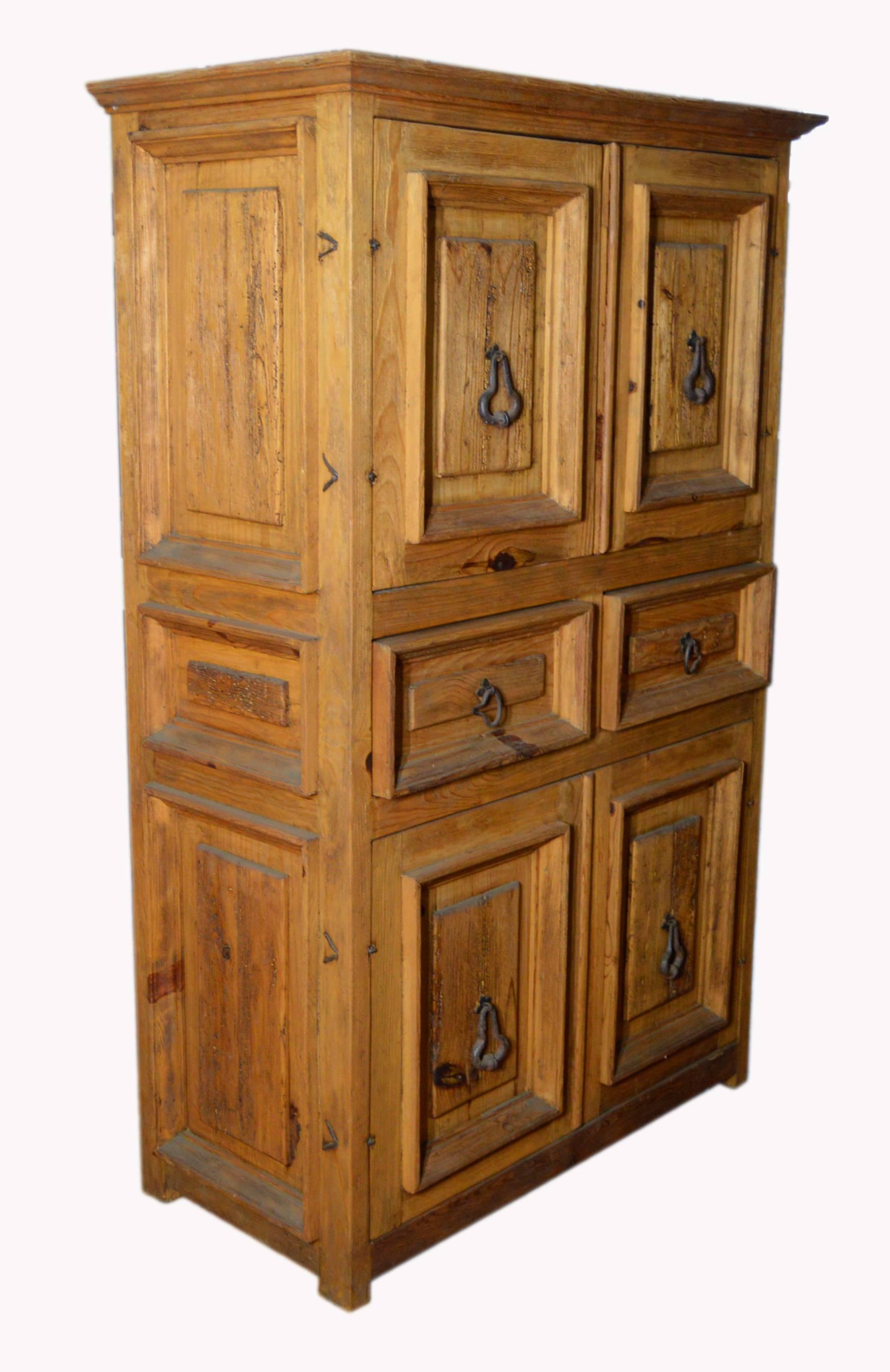 Vintage Natural Wood Indonesian Armoire For Sale 1