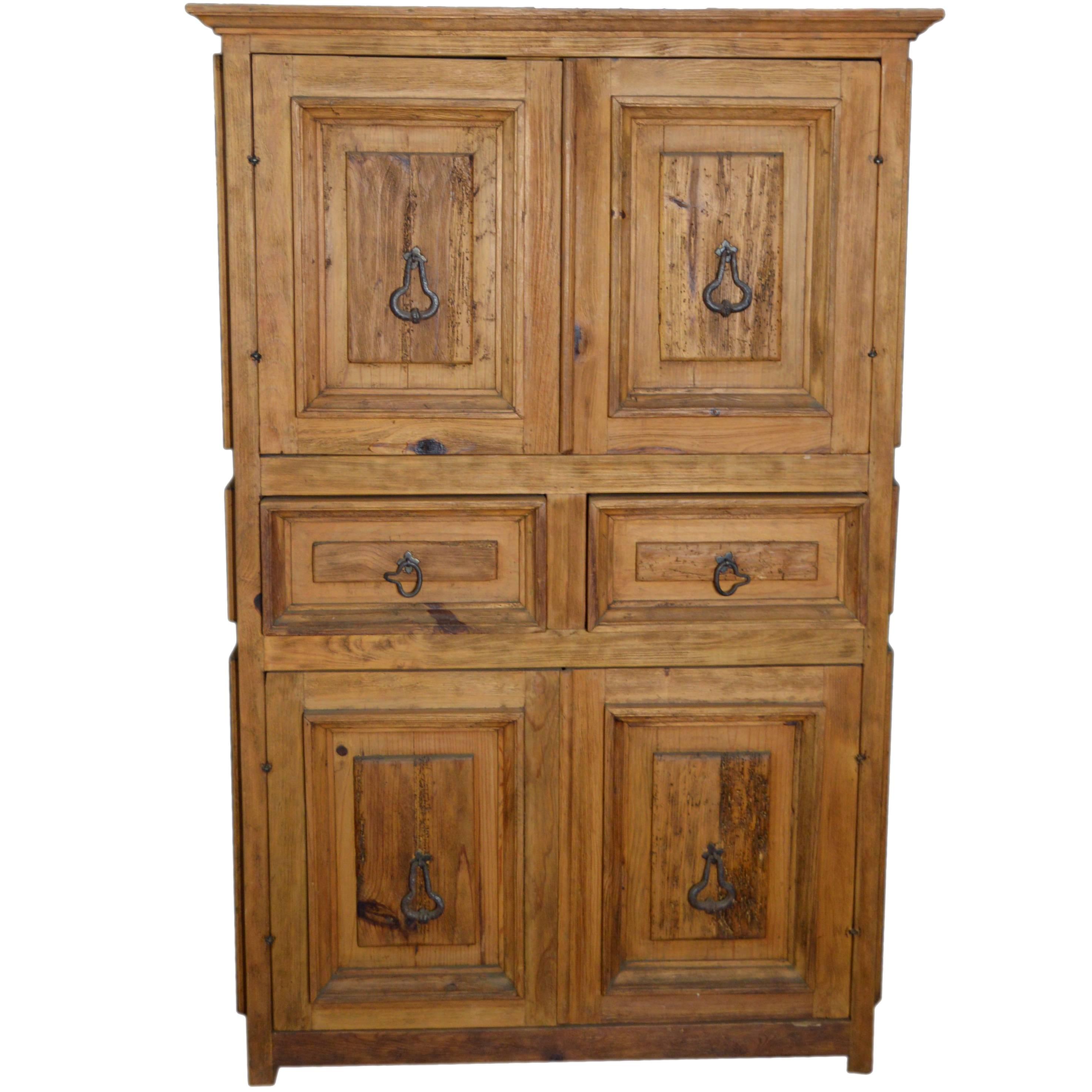 Vintage Natural Wood Indonesian Armoire For Sale