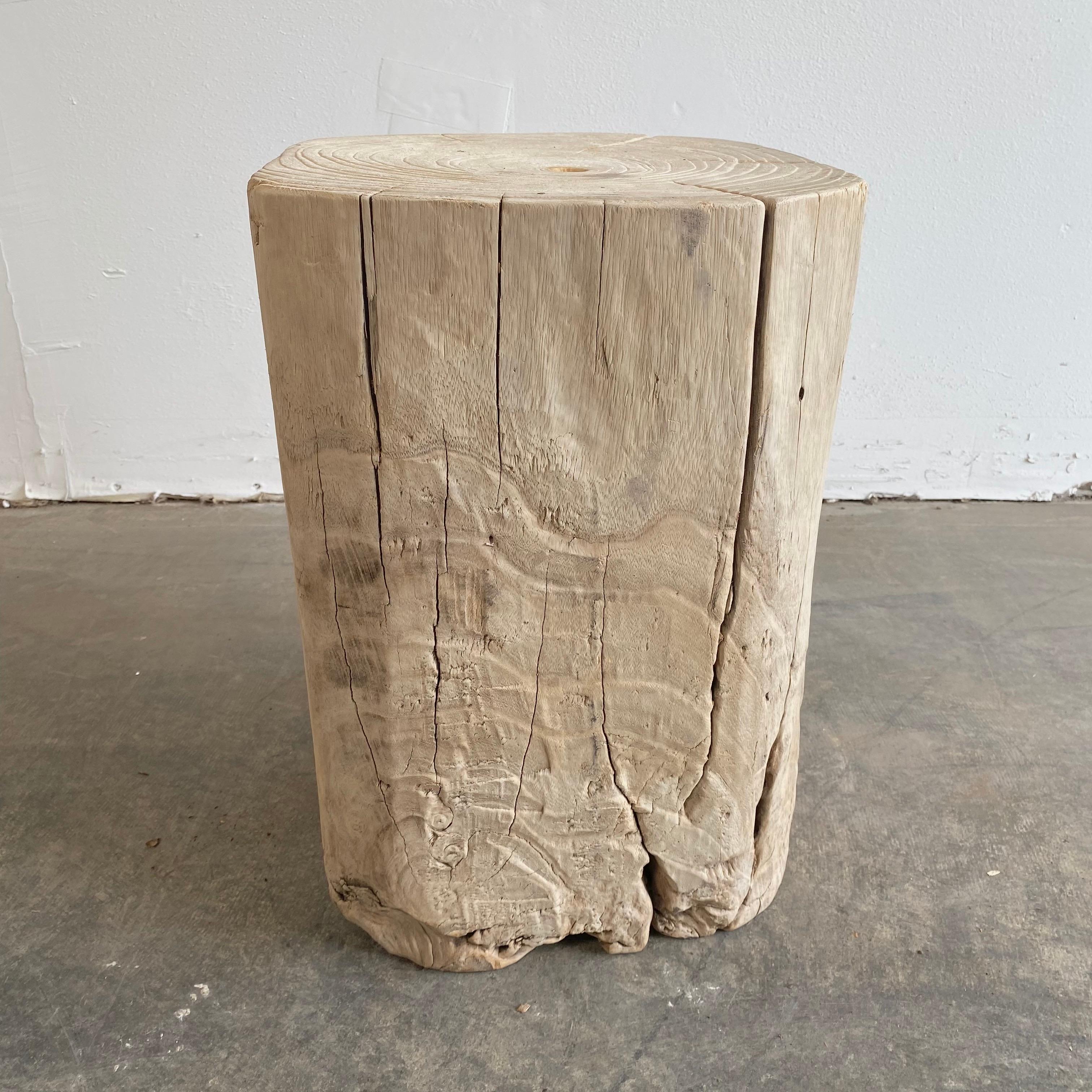 Contemporary Vintage Natural Wood Stump Side Table