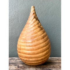 Vintage Natural Wood Teardrop Vase