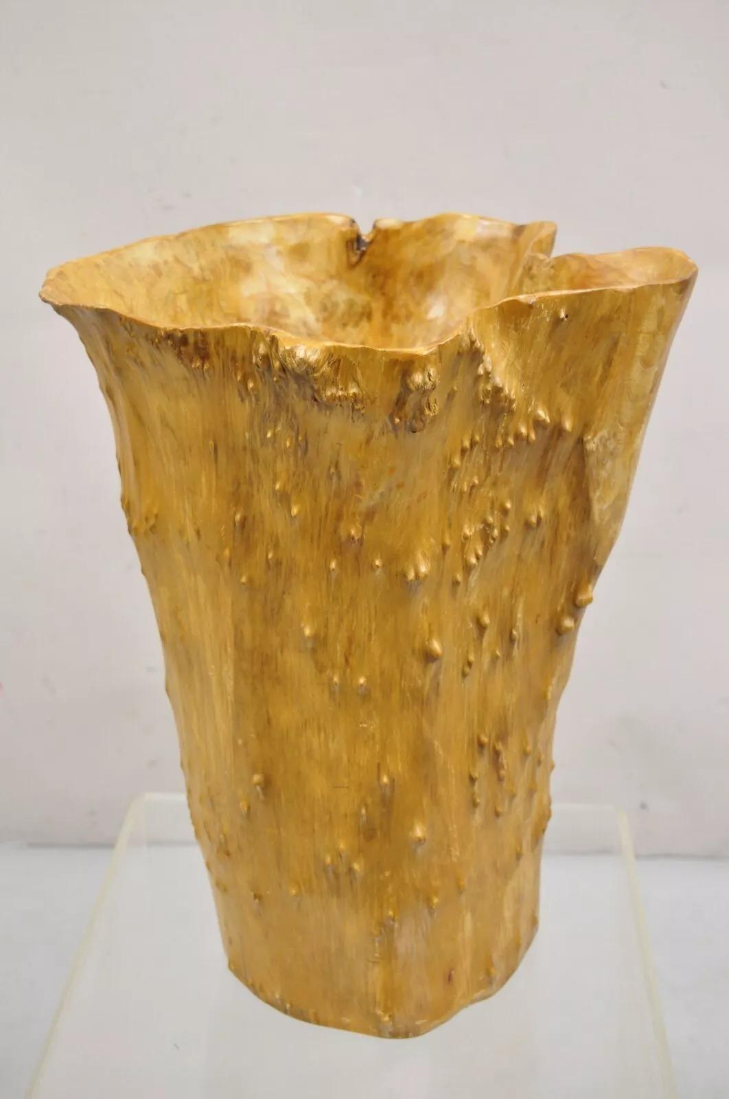 Papelera Vintage Naturalista Madera Wood Forma Libre Escultórica Moderna Papelera en venta 6