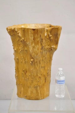 Papelera Vintage Naturalista Madera Wood Forma Libre Escultórica Moderna Papelera