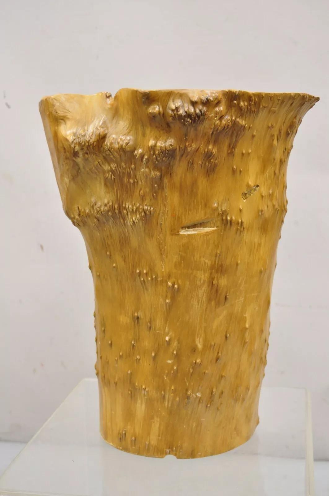 Papelera Vintage Naturalista Madera Wood Forma Libre Escultórica Moderna Papelera siglo XX en venta
