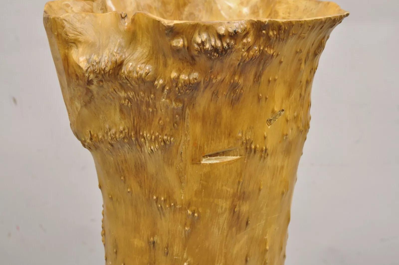 Papelera Vintage Naturalista Madera Wood Forma Libre Escultórica Moderna Papelera en venta 1