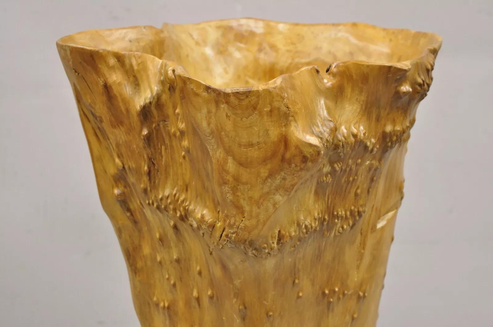 Papelera Vintage Naturalista Madera Wood Forma Libre Escultórica Moderna Papelera en venta 3