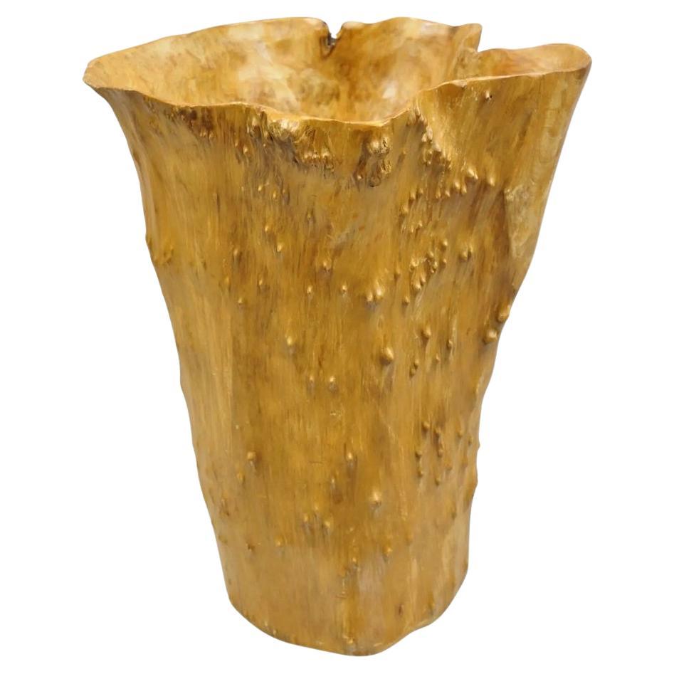 Papelera Vintage Naturalista Madera Wood Forma Libre Escultórica Moderna Papelera en venta
