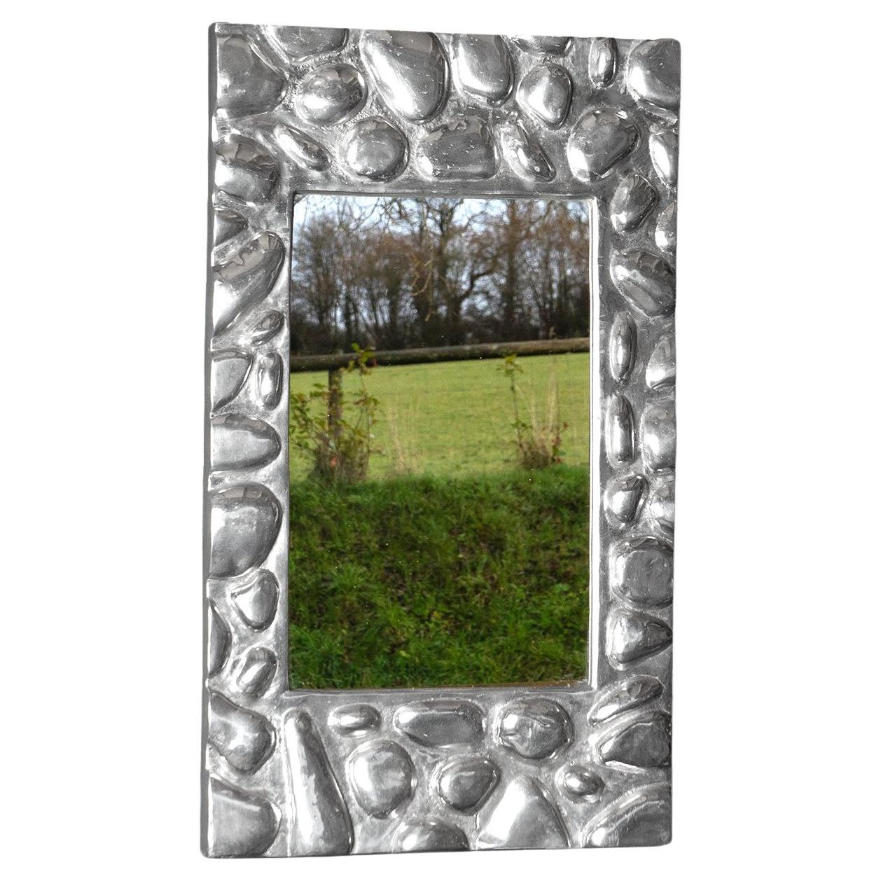 Vintage Naturalistic Cast Aluminium Pebble Wall Mirror, c. 1960s