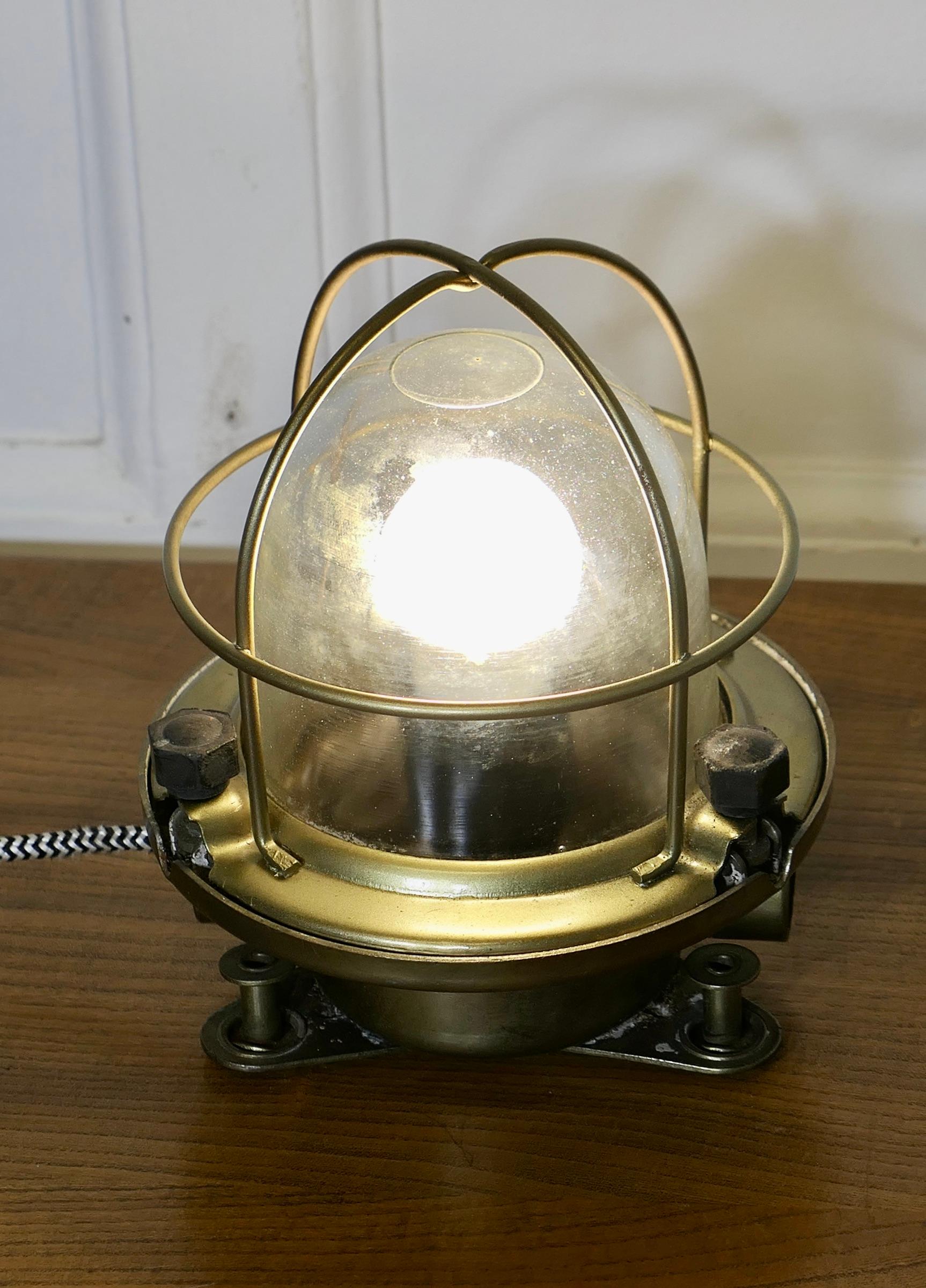 Industrial Vintage Nautical Brass Bulk Head Light    The Lamp is made in brass   For Sale