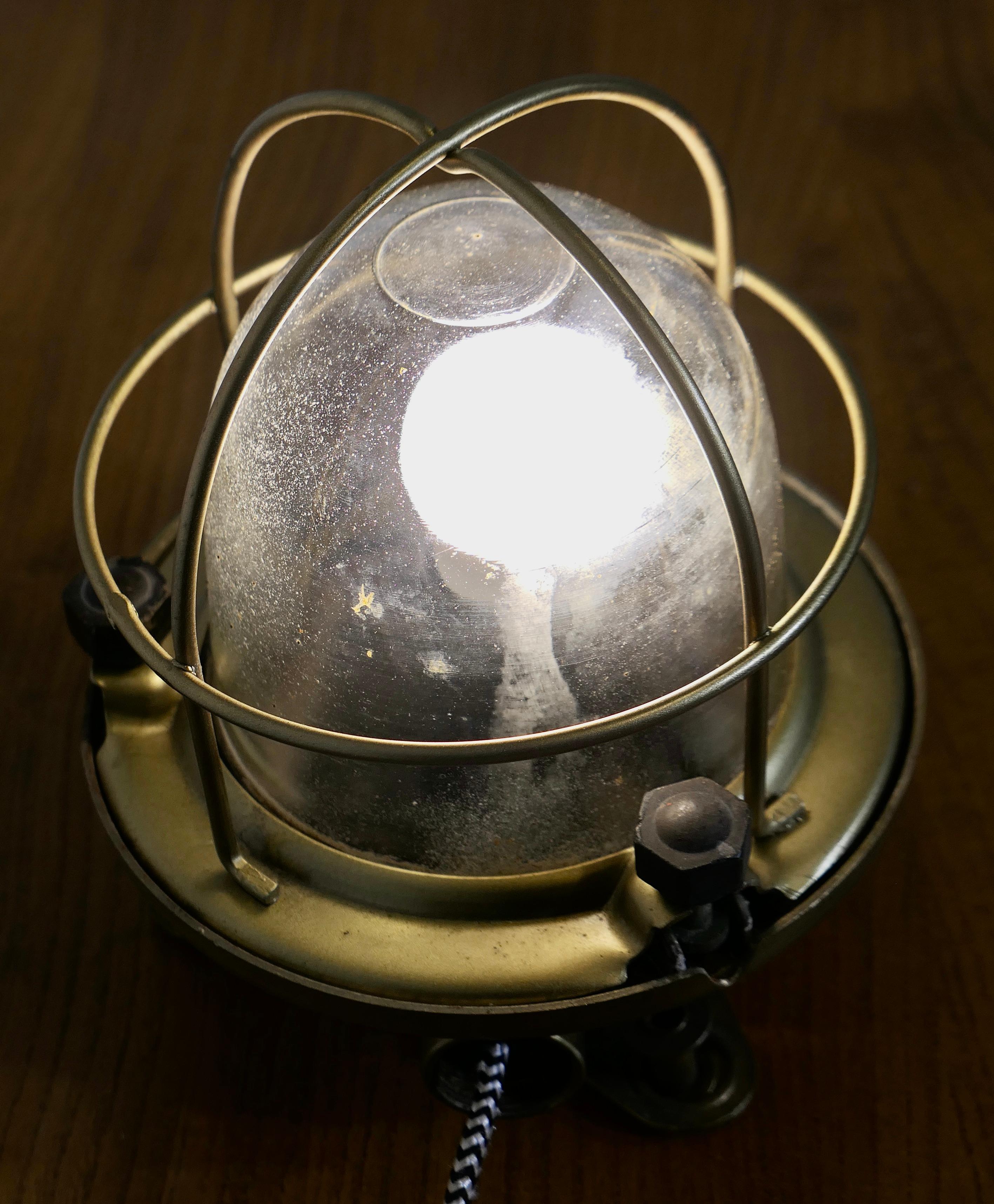 Early 20th Century Vintage Nautical Brass Bulk Head Light    The Lamp is made in brass   For Sale