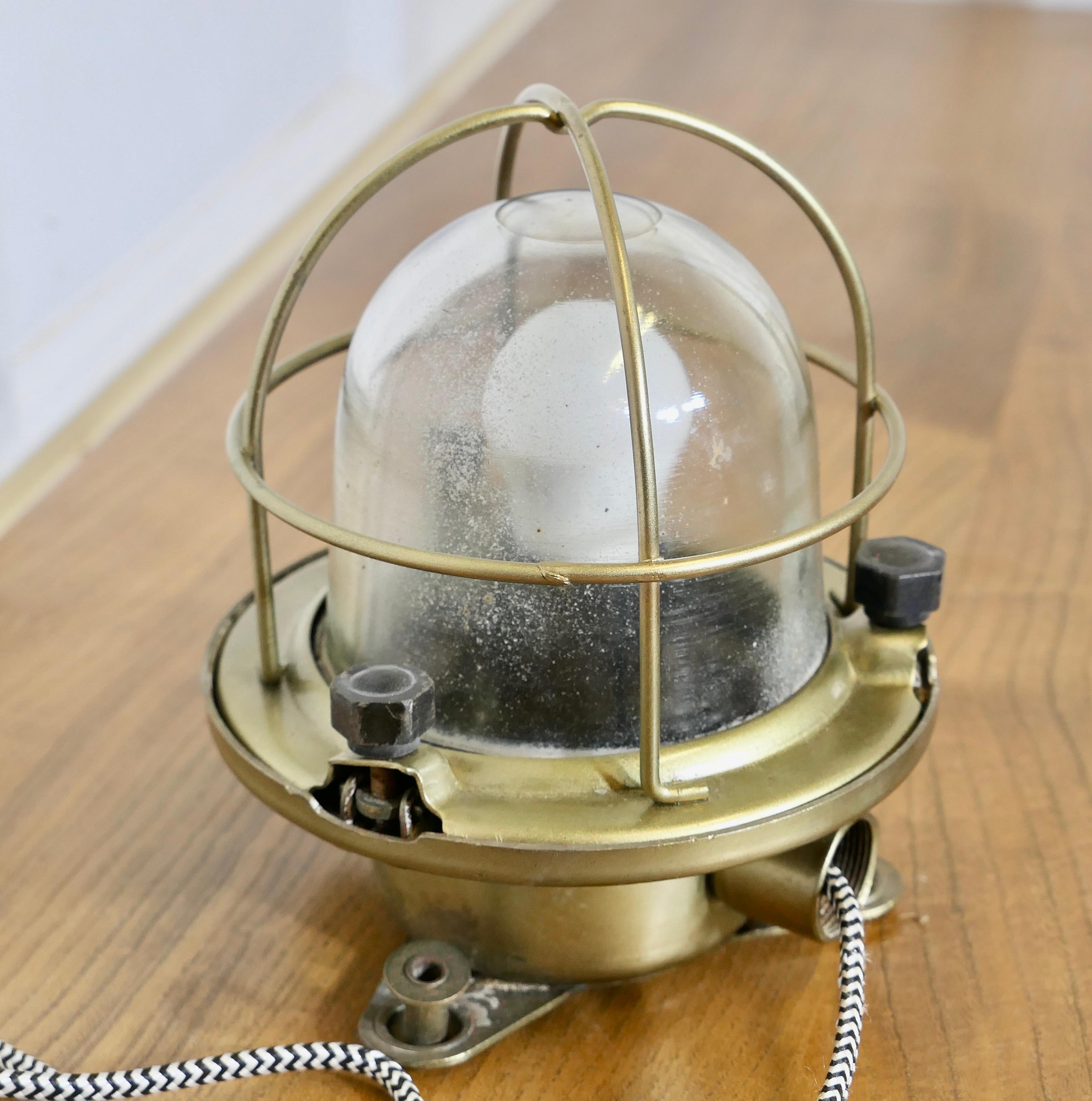 Vintage Nautical Brass Bulk Head Light    The Lamp is made in brass   For Sale 2