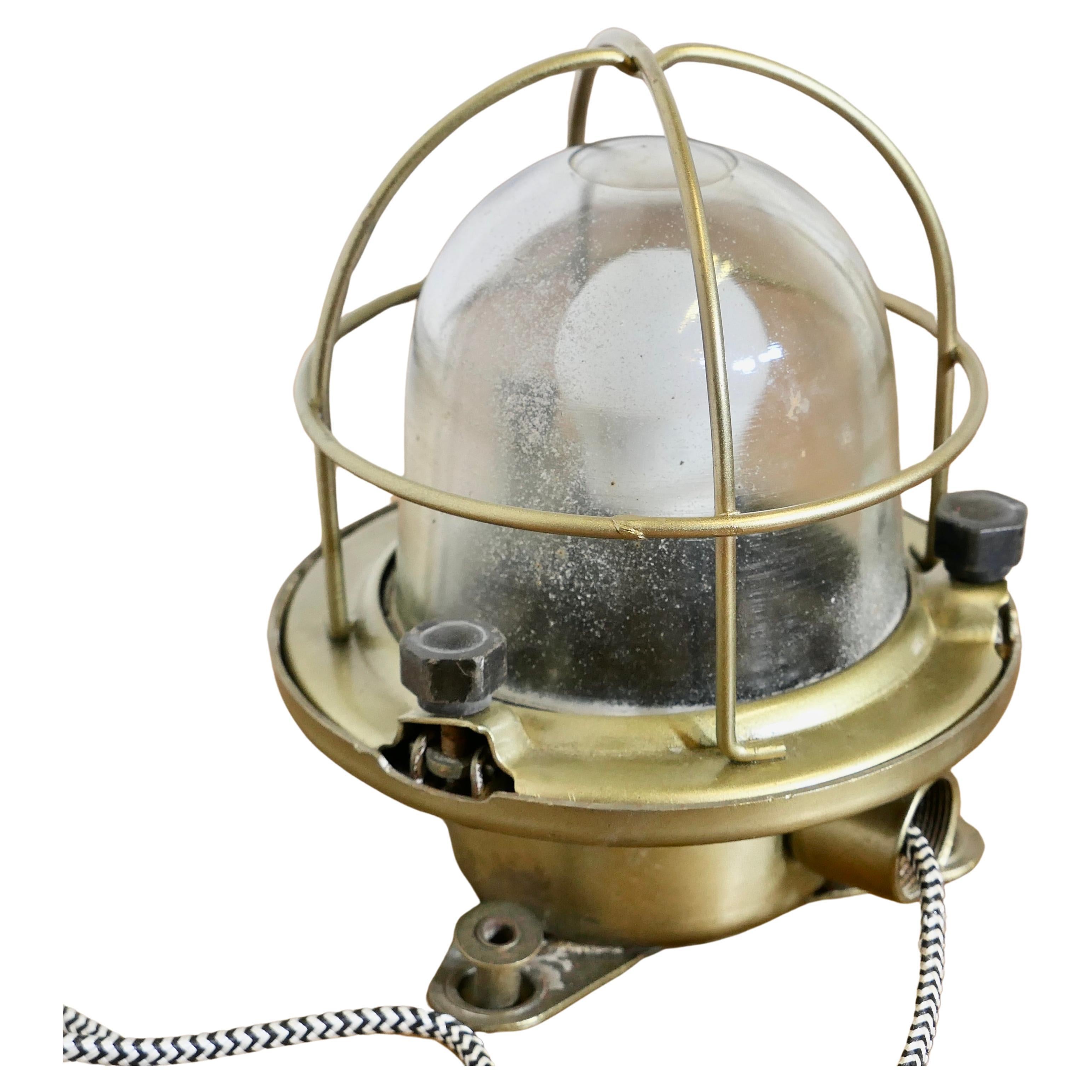 Vintage Nautical Brass Bulk Head Light    The Lamp is made in brass   For Sale