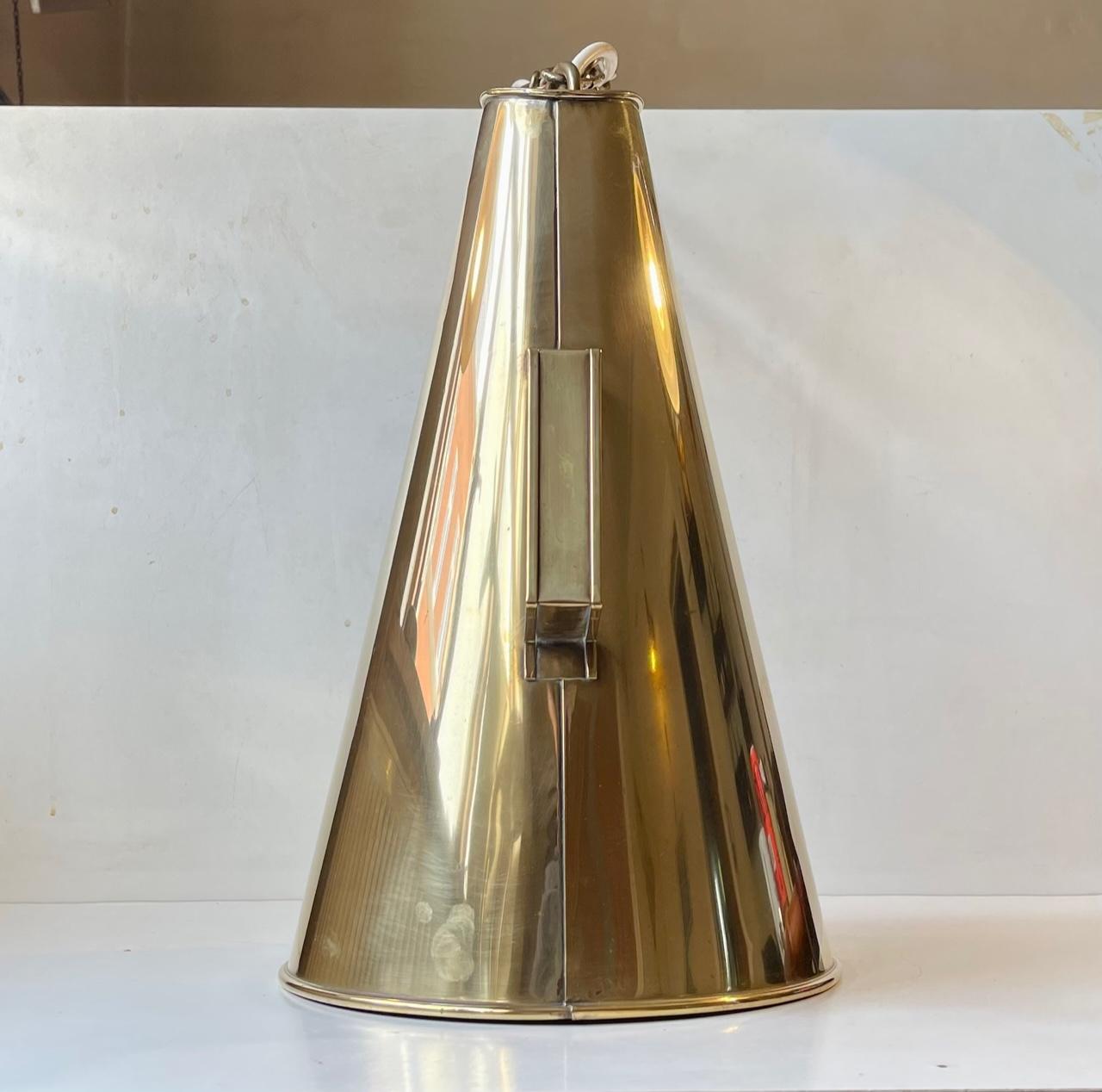 Vintage Nautical Brass Megaphone Pendant Lamp, 1970s For Sale 1