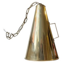 Retro Nautical Brass Megaphone Pendant Lamp, 1970s