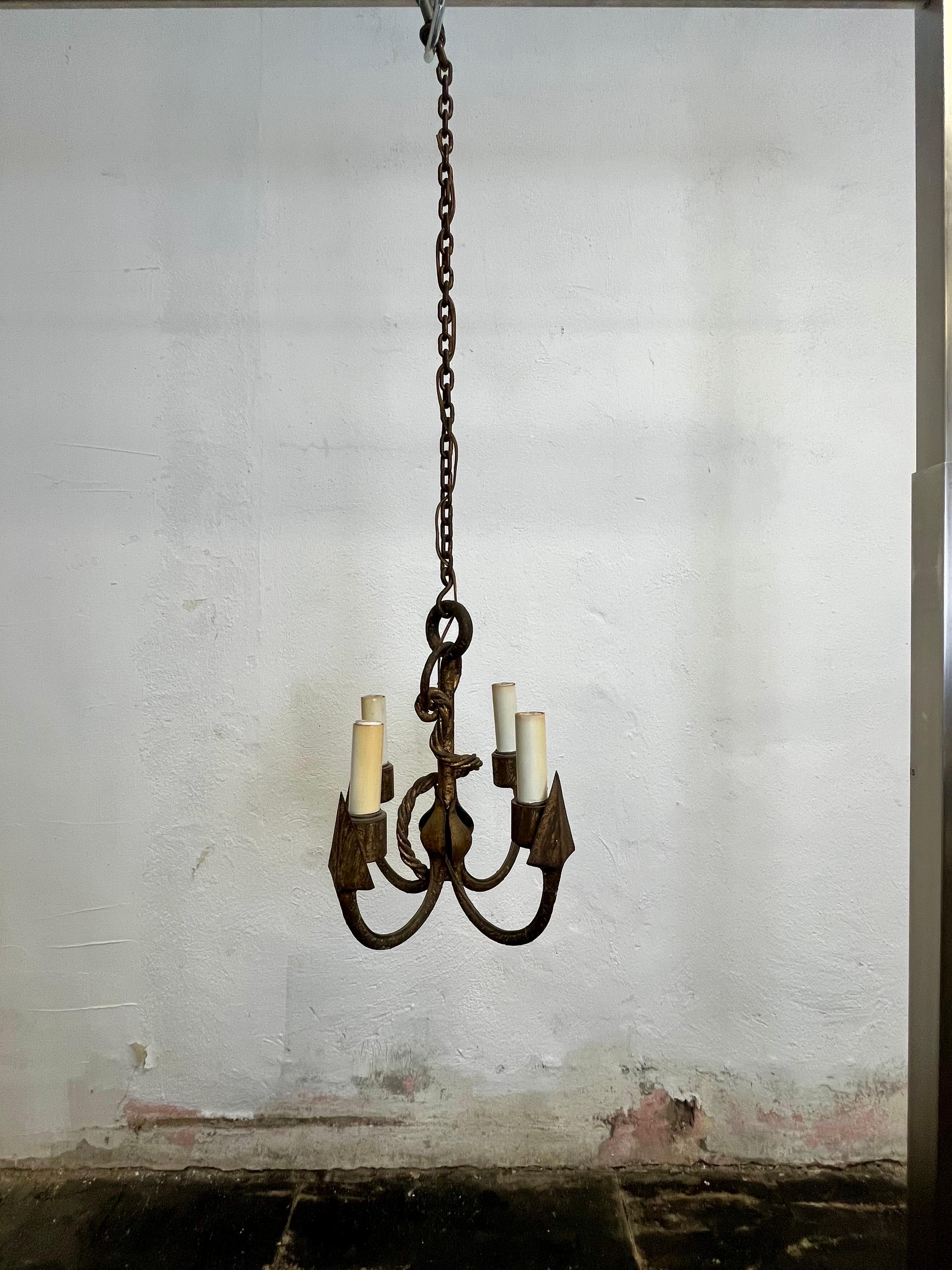 Lampadario nautico d'epoca con ancora in ferro In condizioni buone in vendita a W Allenhurst, NJ