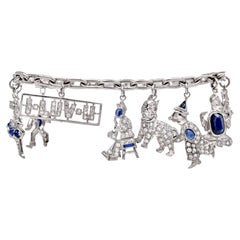 Vintage Nautical Diamond Platinum Charm Bracelet