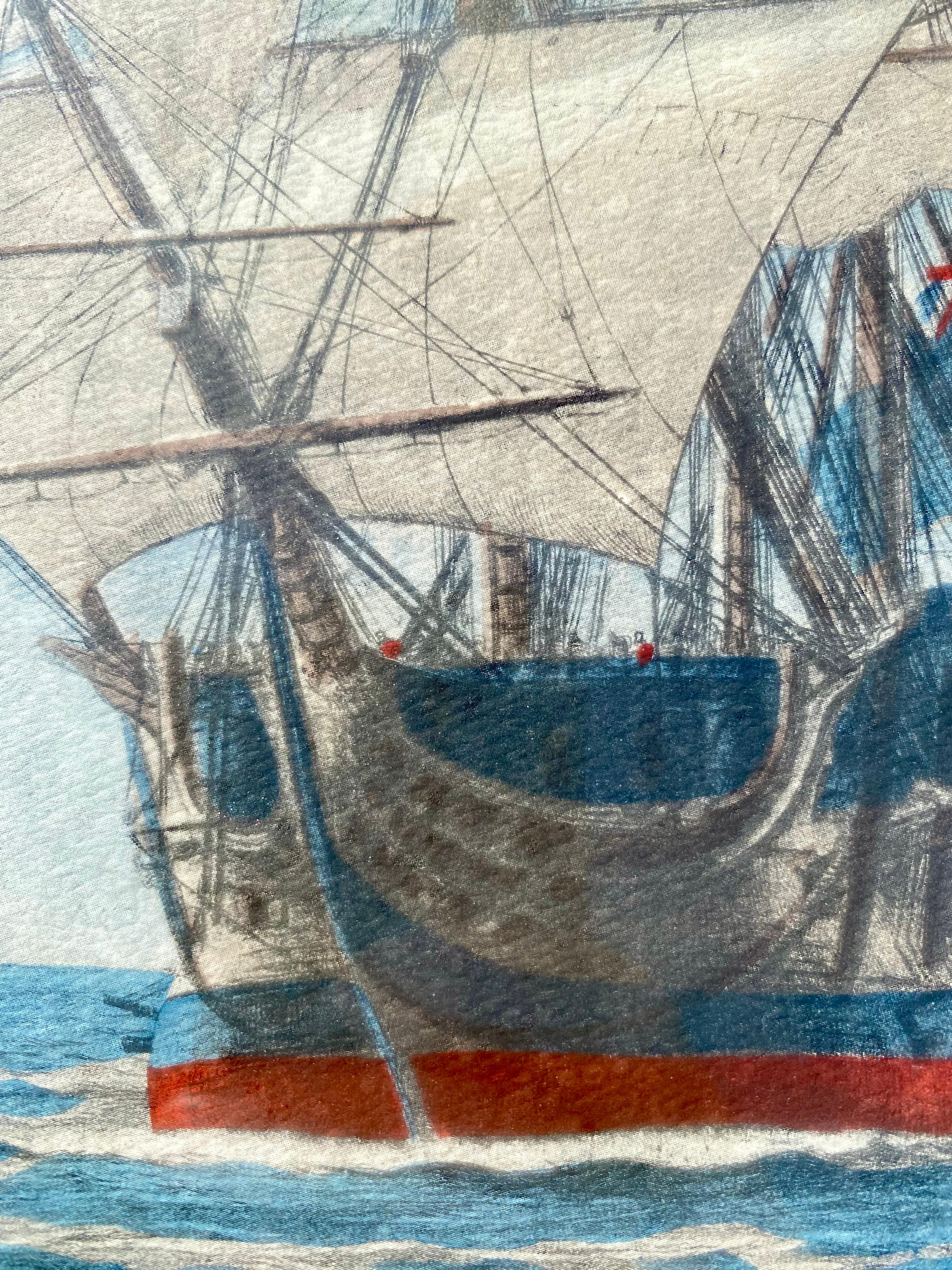 Nautisches Schiffsdruck der ersten Reise der „Siege“ im Vintage-Stil (Holz) im Angebot