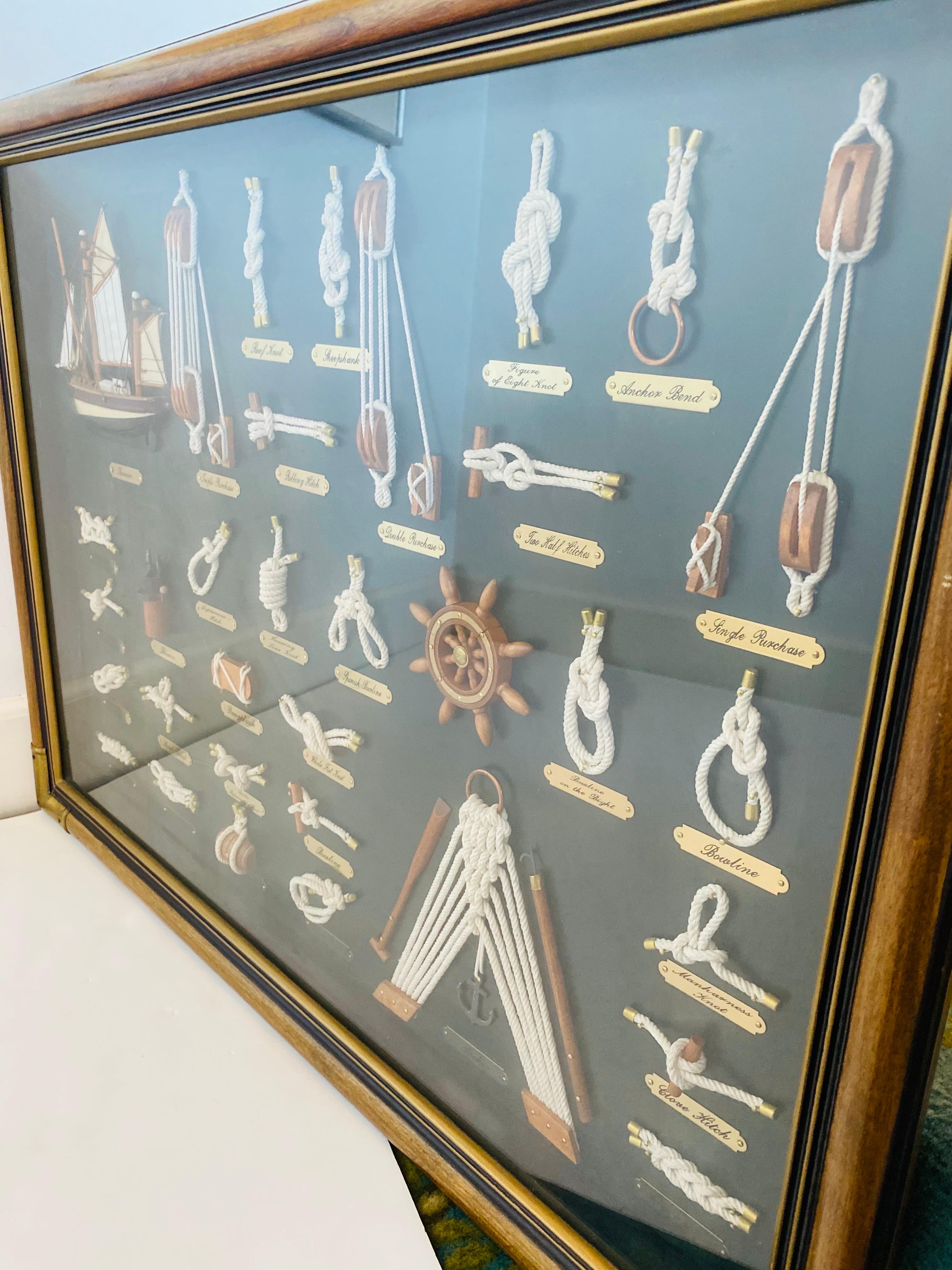 English Vintage Nautical Marine 3D Framed Knot Display Shadow Box For Sale