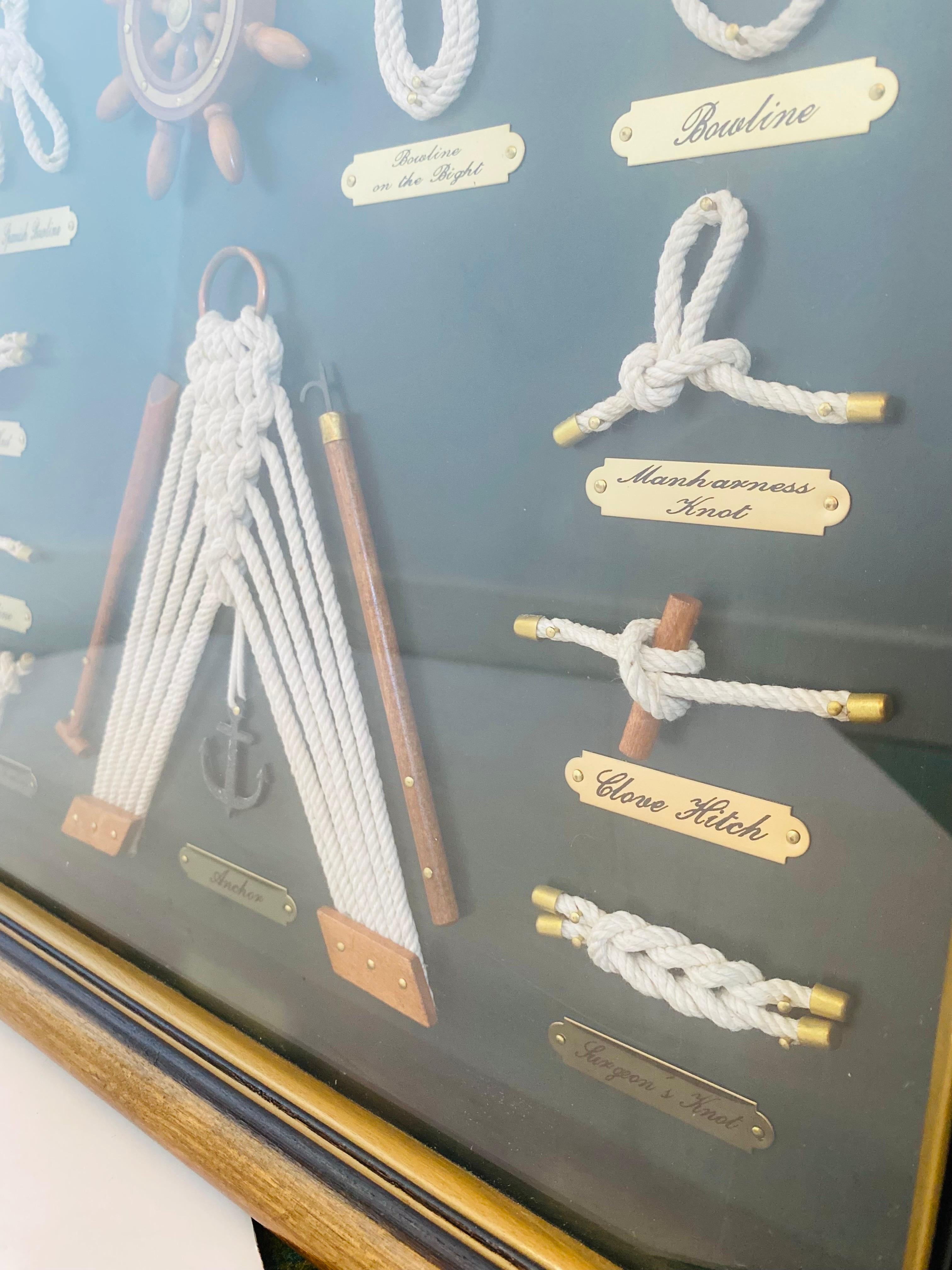 Hand-Crafted Vintage Nautical Marine 3D Framed Knot Display Shadow Box For Sale