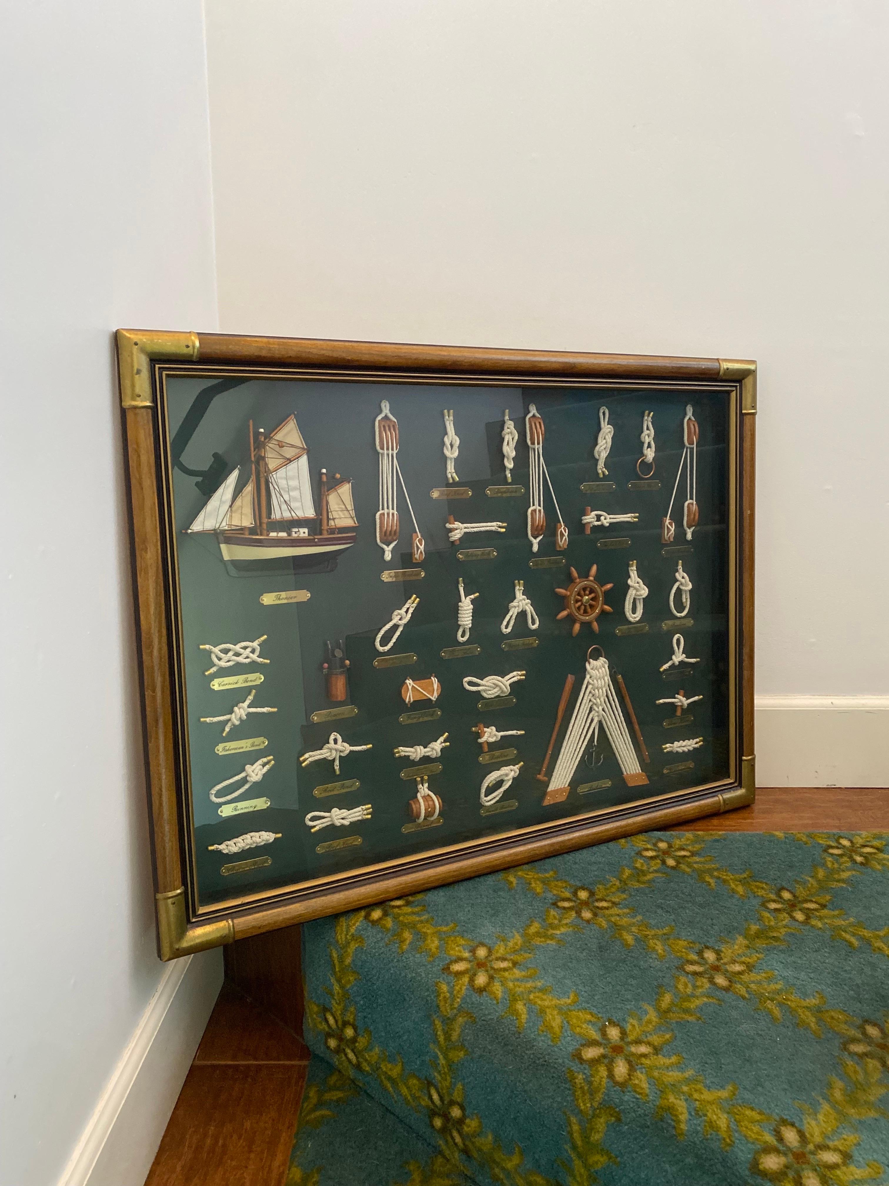Vintage Nautical Marine 3D Framed Knot Display Shadow Box For Sale 1