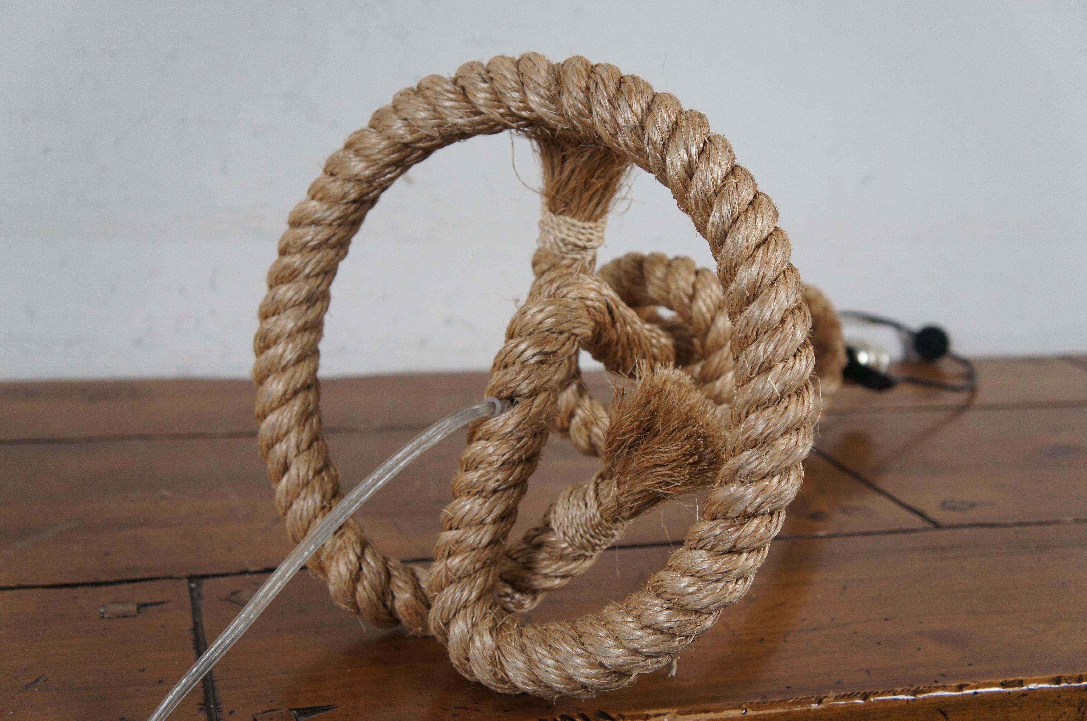 Lampe à poser vintage marine Boho Chic corde torsadée en chanvre 22
