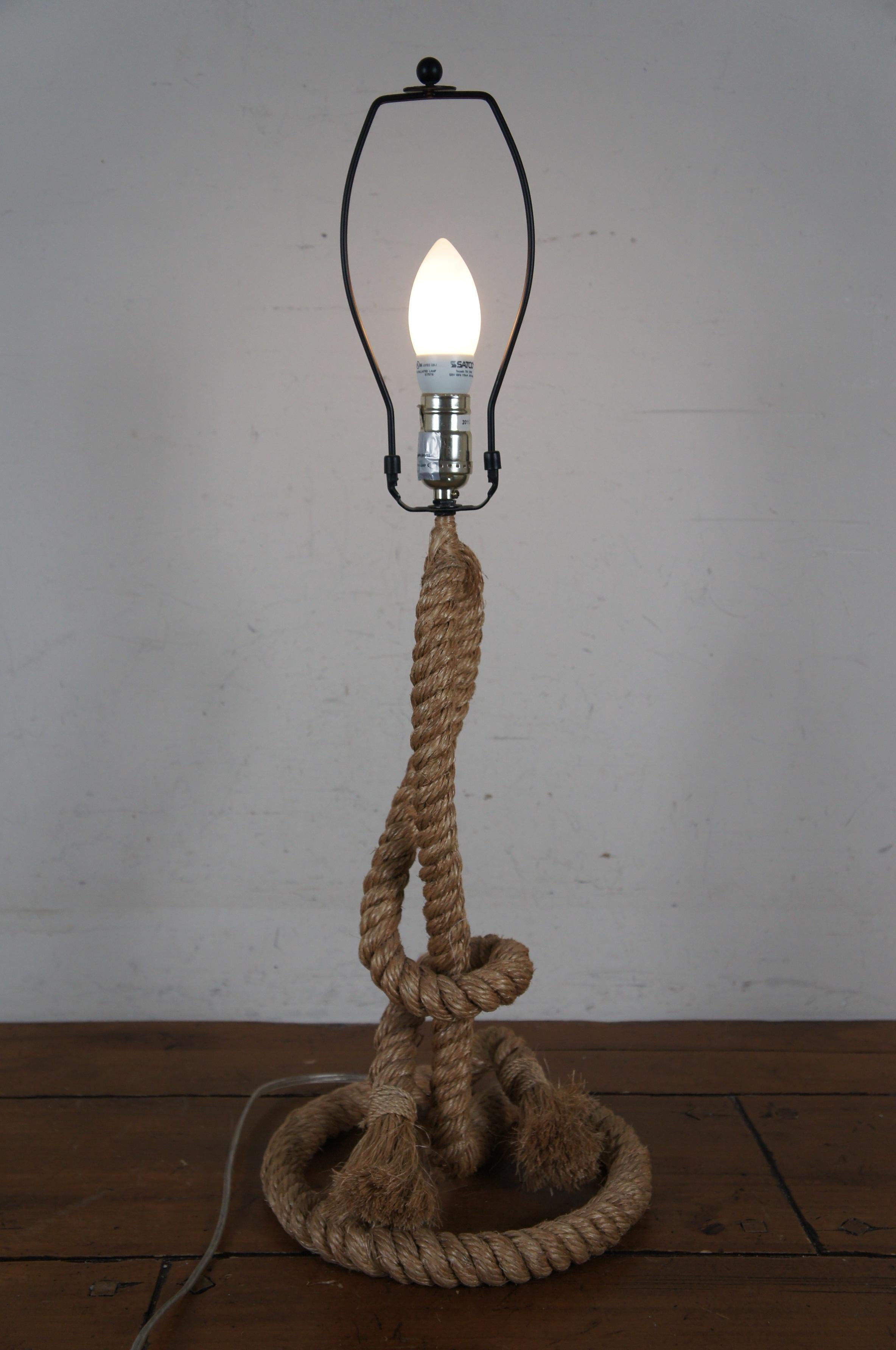 Lampe à poser vintage marine Boho Chic corde torsadée en chanvre 22