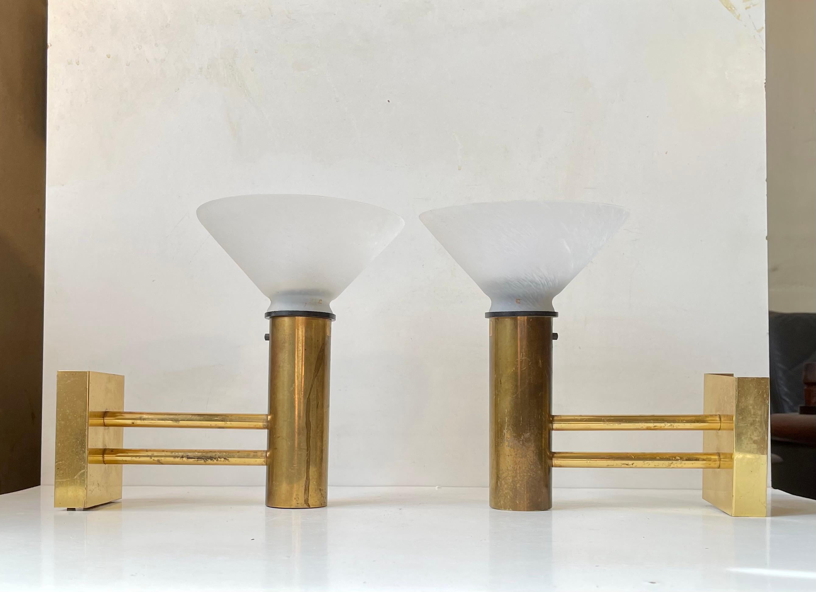 Vintage Nautical Norwegian Navy Brass Wall Sconces, 1970s In Good Condition In Esbjerg, DK