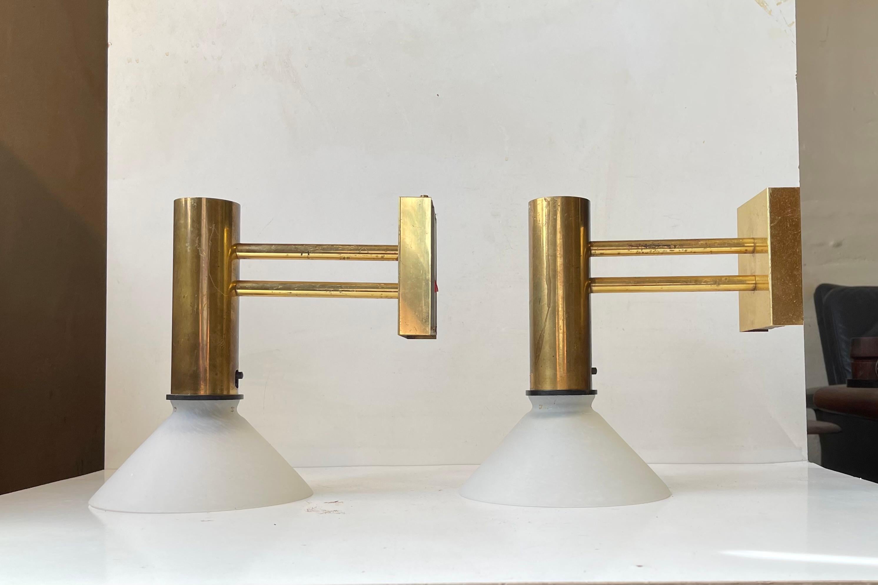 Mid-20th Century Vintage Nautical Norwegian Navy Brass Wall Sconces, 1970s
