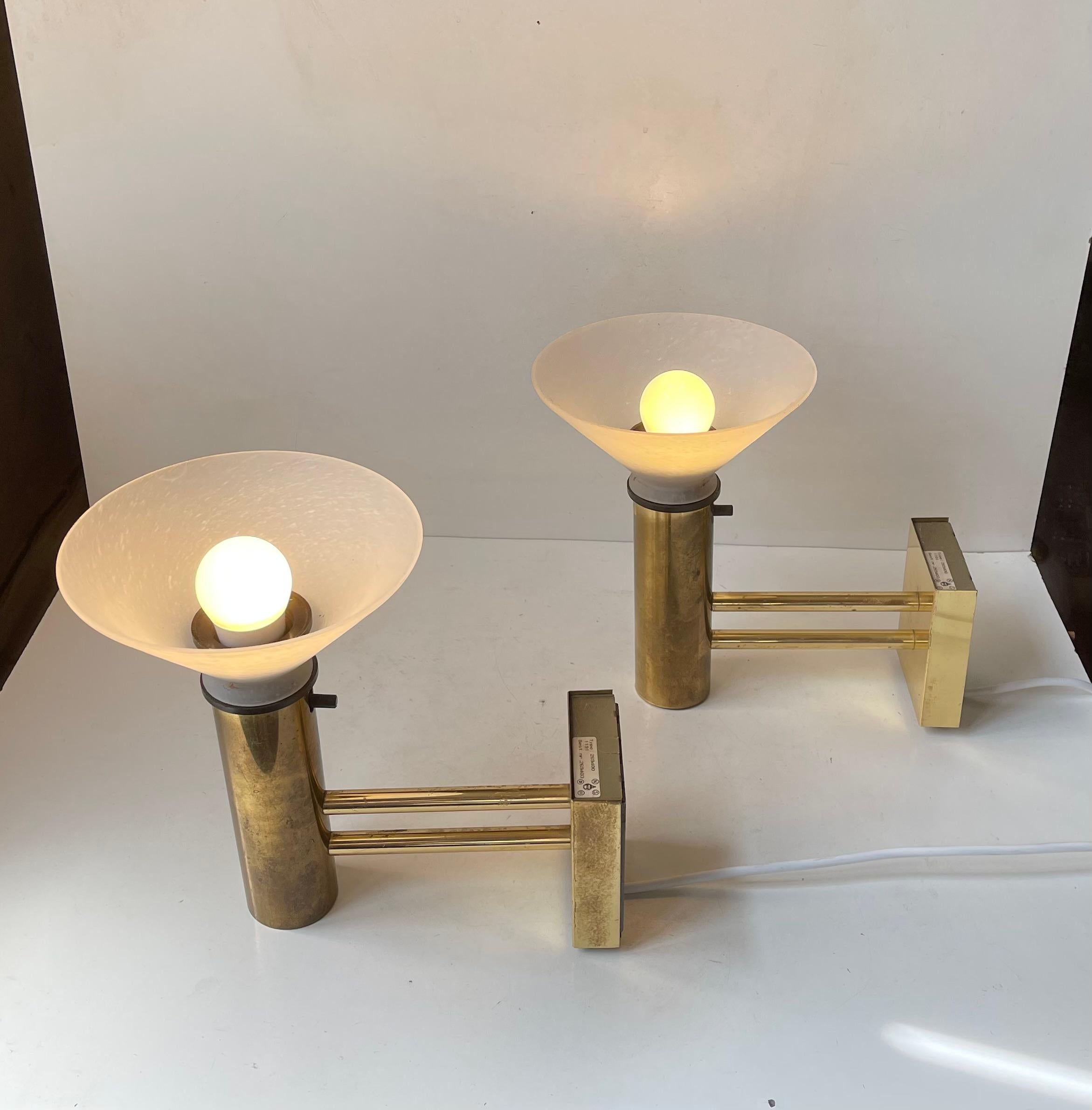 Mid-20th Century Vintage Nautical Norwegian Navy Brass Wall Sconces, 1970s For Sale