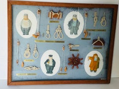 Vintage Nautical Sailors Knots and Blocks In Shadow Box