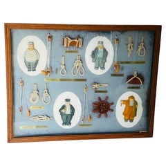 Vintage Nautical Sailors Knots and Blocks In Shadow Box