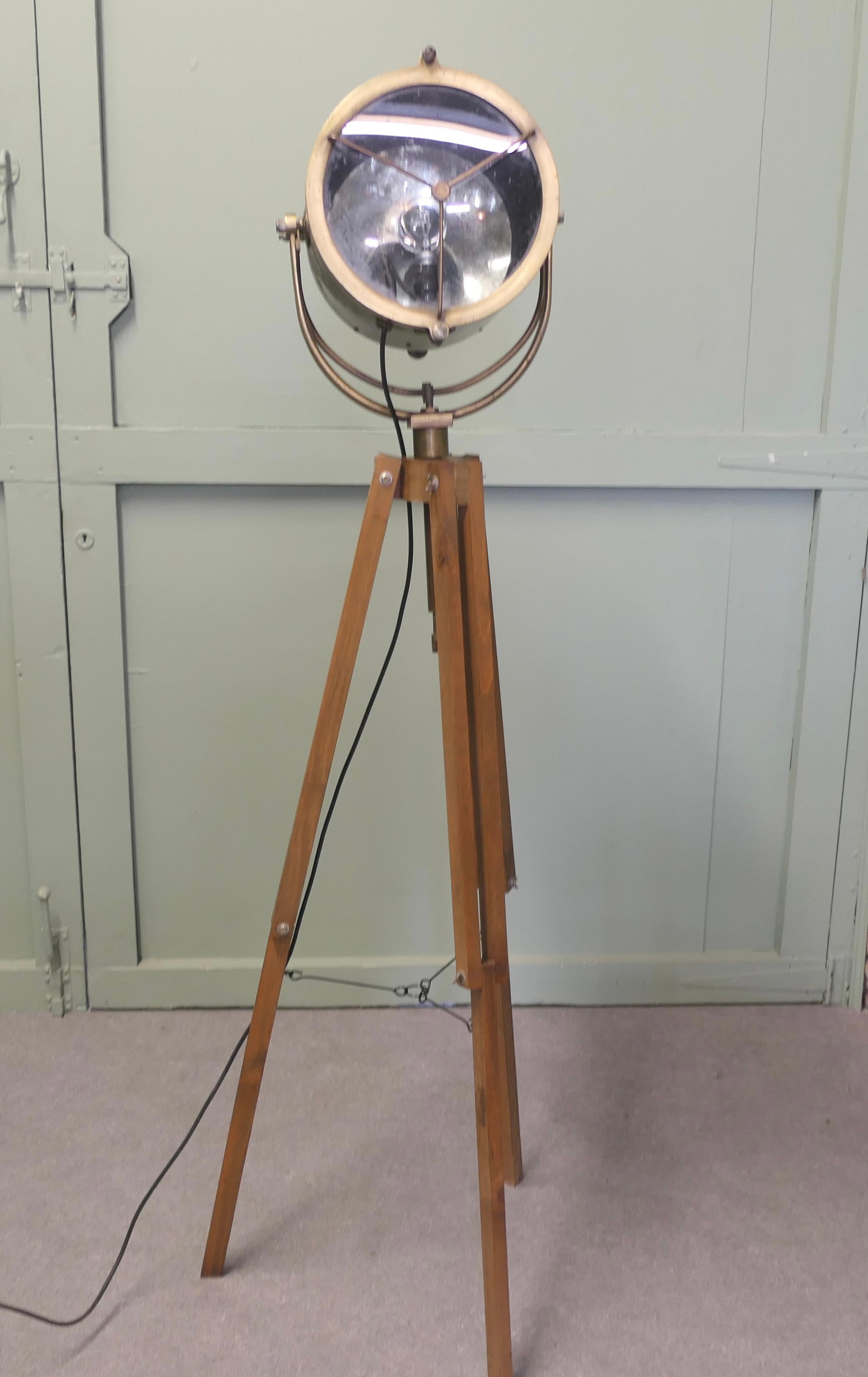 Brass Vintage Nautical Search Lights or Floor lamp The Lamp is Large For Sale
