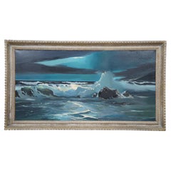 Vintage Nautical Seascape Ocean Waves Crashing Oil Painting Fukazen & Co