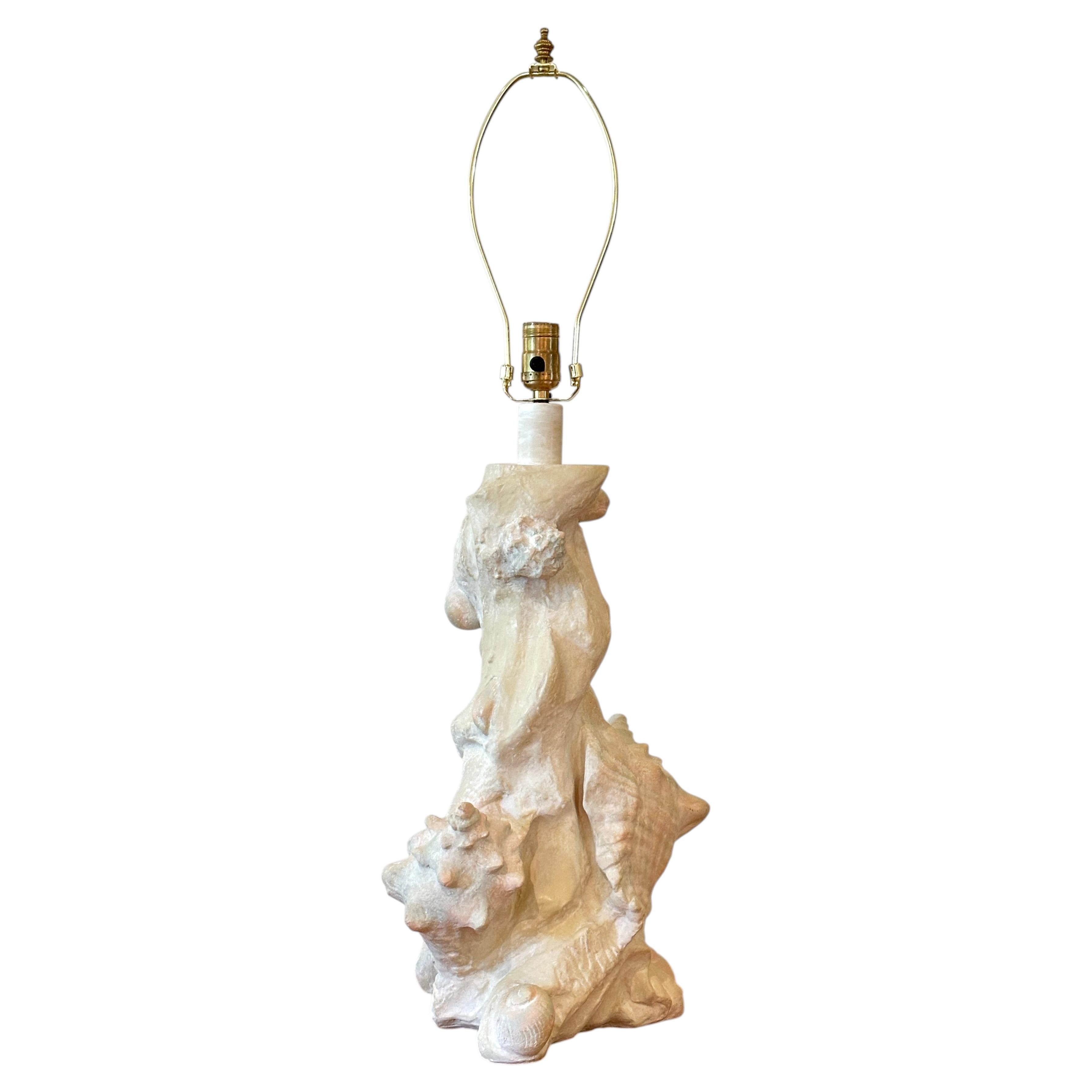 Vintage Nautical Shell Style Plaster Lamp By Edward J. Krumpe For Sirmos For Sale