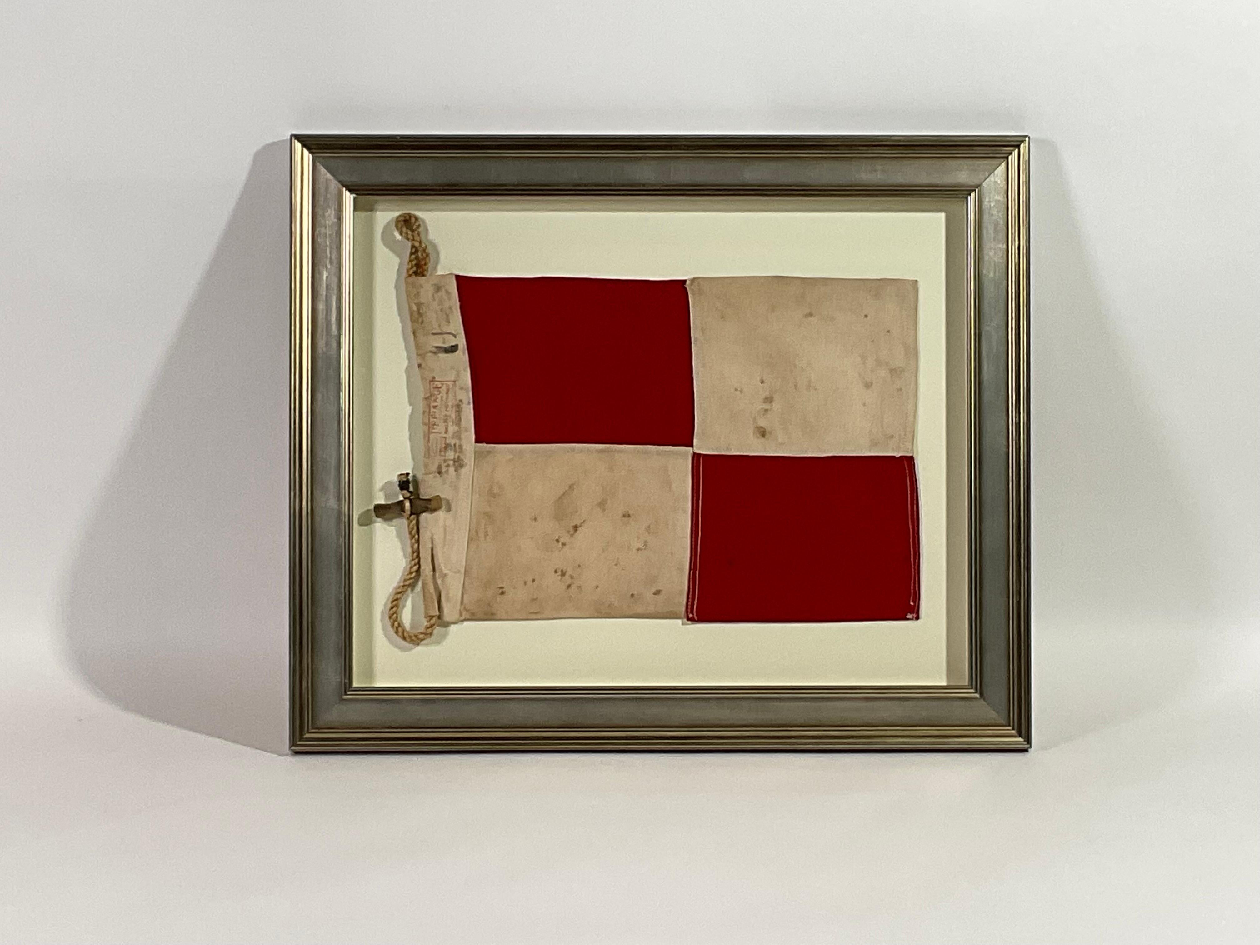 North American Vintage Nautical Signal Flag in Frame For Sale