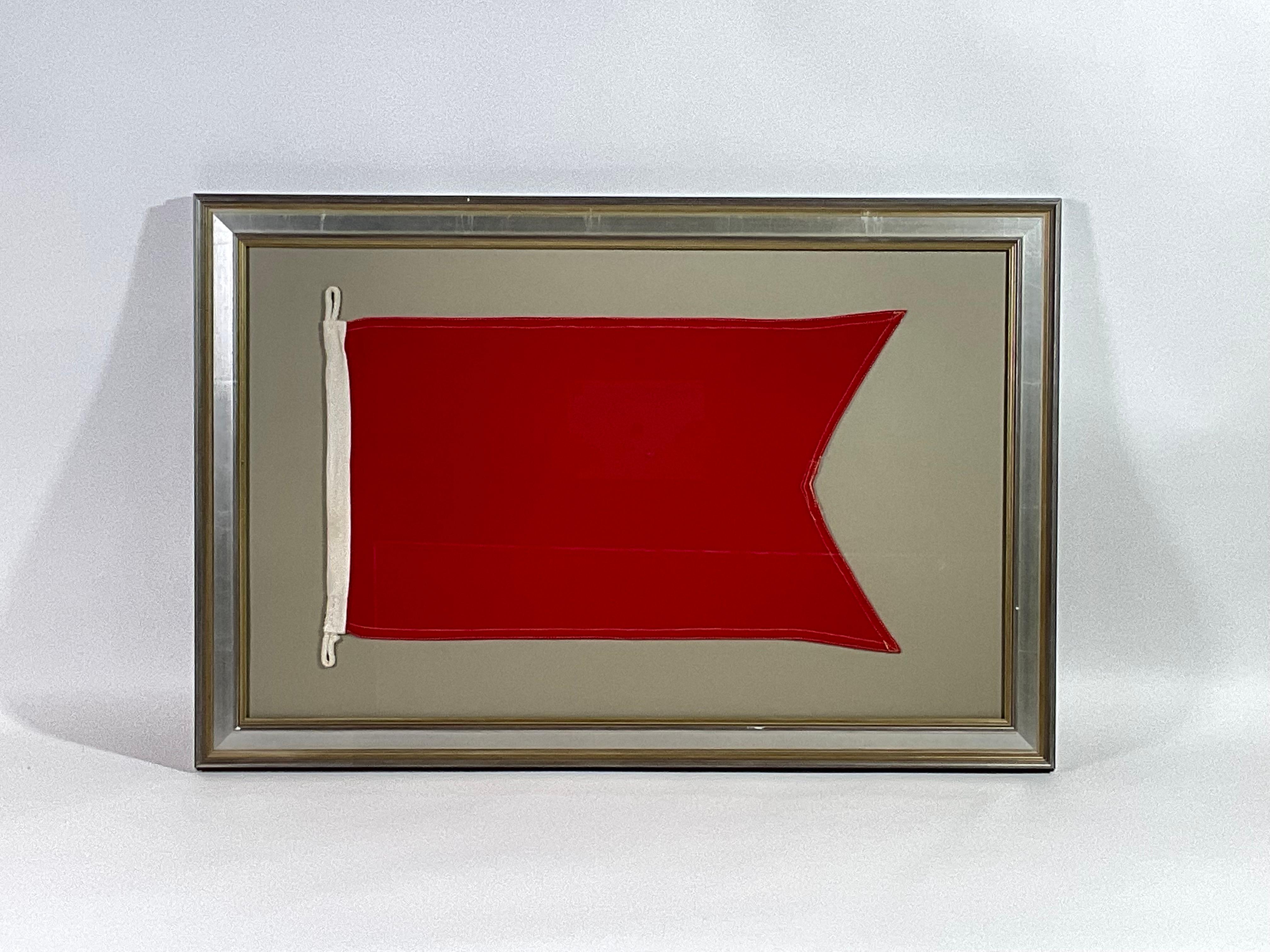Vintage Nautical Signal Flag in Frame In Good Condition For Sale In Norwell, MA