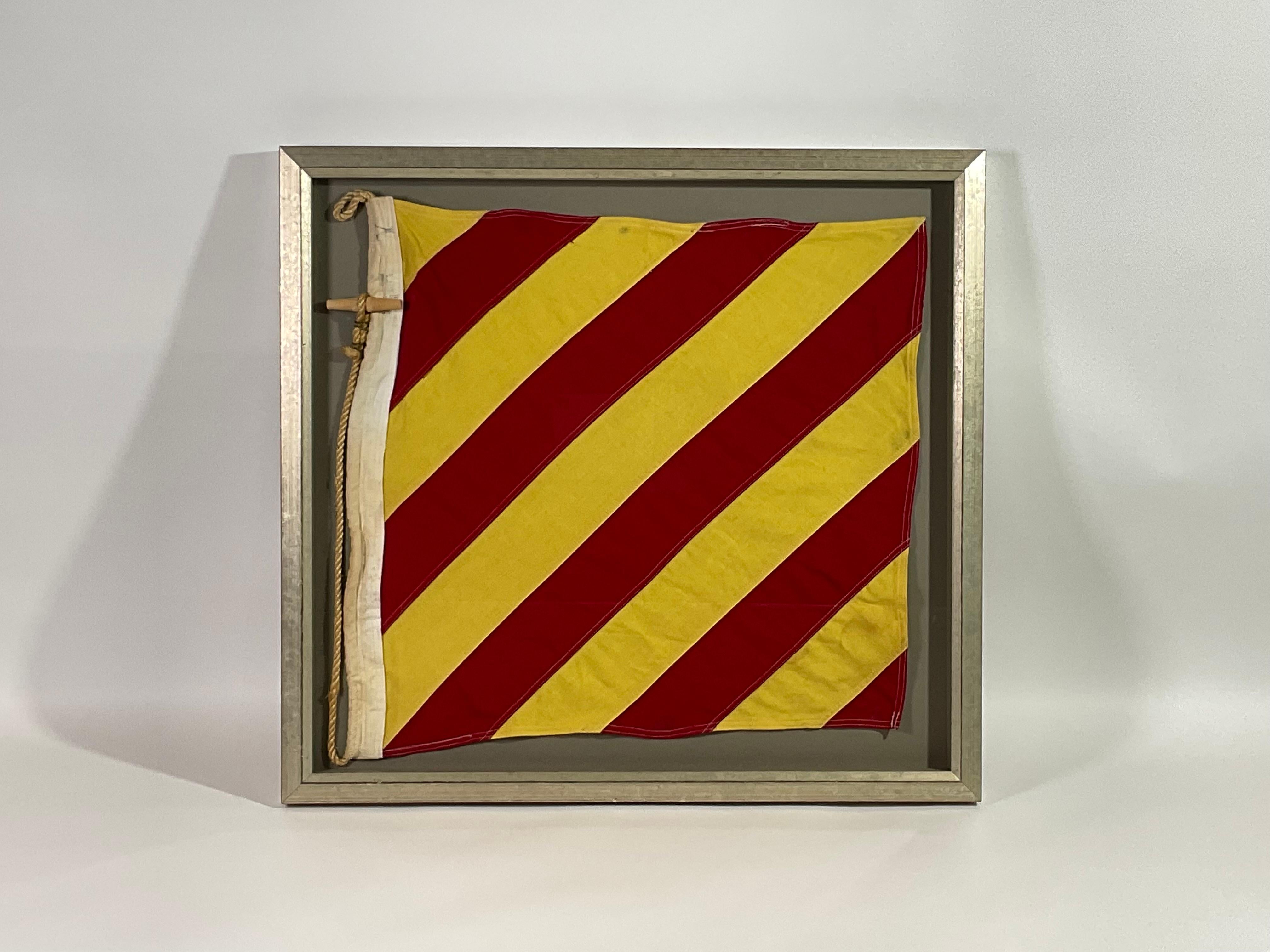 North American Vintage Nautical Signal Flag in Frame For Sale